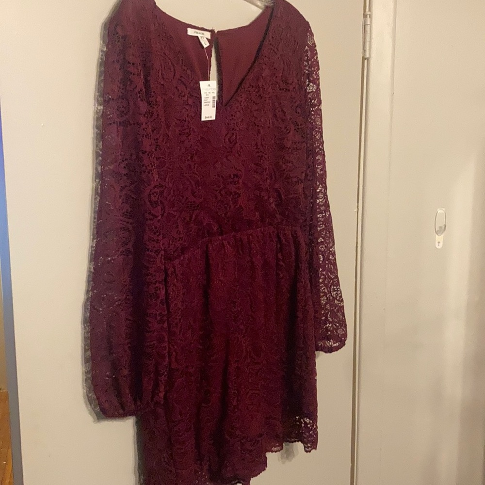 Dark red lace romper